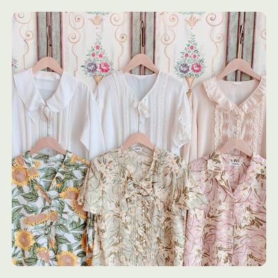 vintage日本制古着花卉纯色衬衫