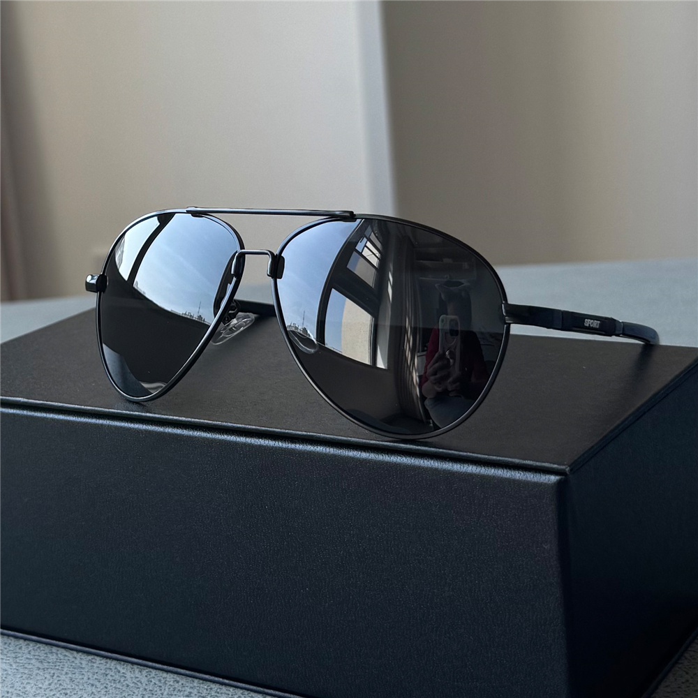 经典男士偏光太阳镜女士飞行员墨镜男女通用黑色蓝水银反光小脸