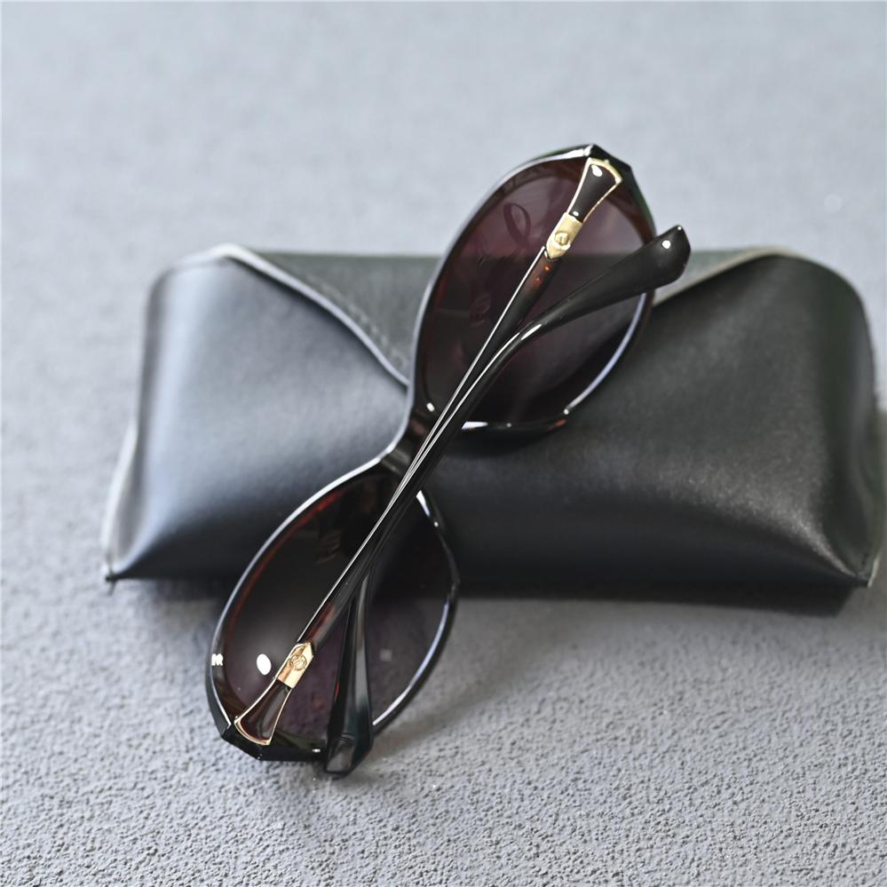 小椭圆偏光女士太阳镜女新款潮防紫外线时尚茶色片太阳眼镜蓝片