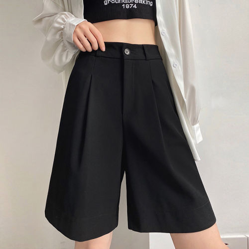 黑色西装短裤女夏宽松2026新款