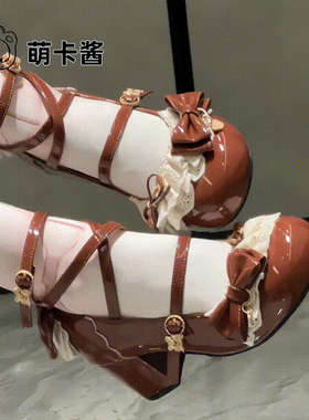 萌卡酱Lolita原创设计【焦糖可可】中跟jk制服鞋lo鞋粗跟高跟鞋