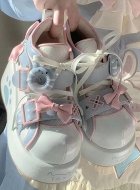 萌卡酱Lolita原创正版洛丽塔鞋子甜甜熊厚底鞋学生运动鞋lo鞋秋冬