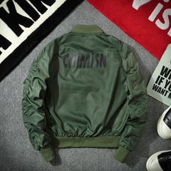 新款飛行員球服韓版秋潮流印花休閒大碼夾克外套
