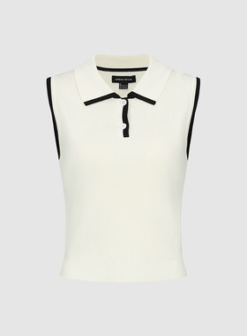 UR国内代购2026春季女装气质撞色边半开襟背心针织衫UWM960001