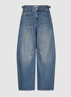 UR国内代购2025秋季女流光风复古水洗猫须弯刀牛仔长裤UYL850177