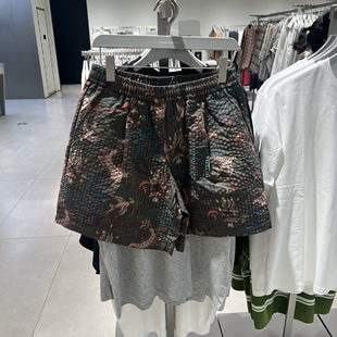 UR国内代购2025夏季男装时尚休闲肌理撞色印花格纹短裤UML650037