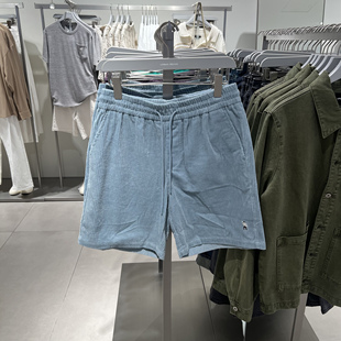 UR国内代购2025春季男装时尚休闲肌理感松紧抽绳短裤UMM650017