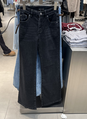 UR国内代购2025冬季女装气质水洗猫须修身喇叭牛仔长裤UWM860011