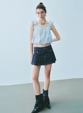 UR国内代购2025夏季女装时尚休闲少女感短款花苞吊带衫UYU250093