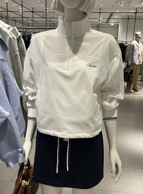 UR国内代购2026春季女都市立领撞色刺绣半开襟罩衫衬衫UYU260006