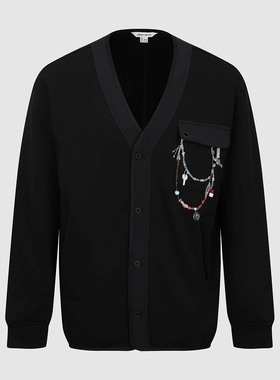 UR国内代购2025冬季男装潮流刺绣V领抓绒超宽松夹克外套UUN150003