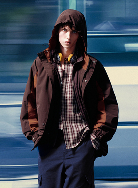 UR国内代购2025秋季男装琥珀流光风撞色超宽松夹克外套UUV150033