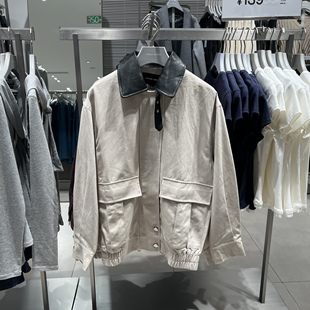 UR国内代购2025秋季女装休闲工装拼接翻领双口袋外套UWM150105