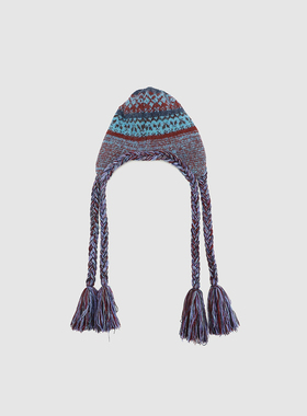 UR国内代购2025冬季女士休闲复古文艺费尔岛流苏针织帽UAYA50411