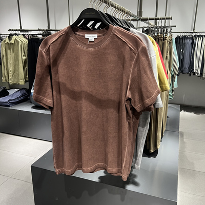 UR国内代购2025春季男装时尚洗水立体章仔装饰短袖T恤UMY450016