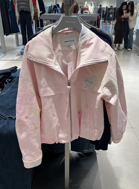 UR国内代购2025冬季女装潮流晕染手绘立领超宽松外套UYV160002