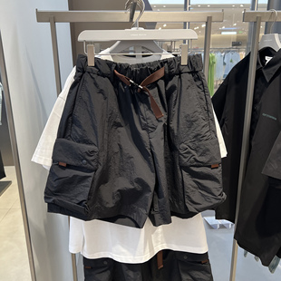 UR国内代购2025夏季男装潮流休闲超宽松插扣织带短裤UMV650059