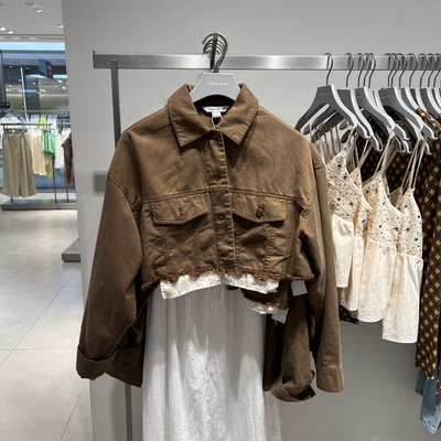 UR国内代购2025夏季女装复古设计感撞色假两件拼接外套UYL150048