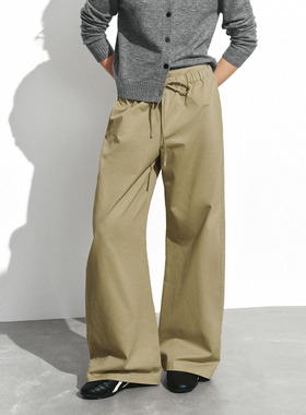 UR国内代购2025冬季女装休闲松紧腰抽绳棉质宽松弯刀裤UYL650091