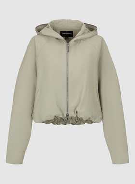 UR国内代购2026春季女装潮流连帽拉链插袋松紧腰外套UWJ160012