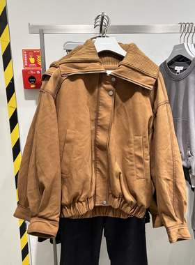 UR国内代购2025冬季女装流光风时尚拼接双层领棉服外套UYV150085