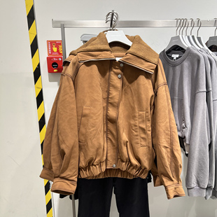 UR国内代购2025冬季女装流光风时尚拼接双层领棉服外套UYV150085