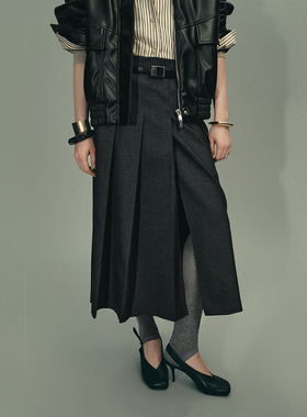 UR国内代购2026春季新款女装百搭休闲气质捏褶腰带半裙UWU560002