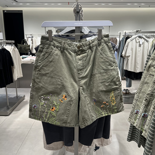 UR国内代购2025秋季男装时尚简约花卉刺绣宽松休闲短裤UML850069