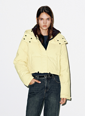 UR国内代购2025冬季女装休闲多巴胺连帽立领羽绒外套UYY150081