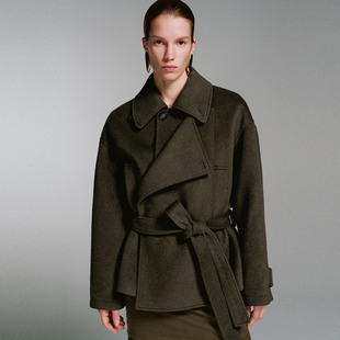 UR国内代购2025冬季女装琥珀流光风腰带含羊毛毛呢外套UWJ150112