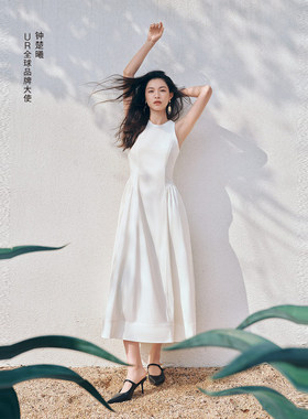 UR国内代购2026春季女装钟楚曦同款魅力无袖拼接连衣裙UWG760056