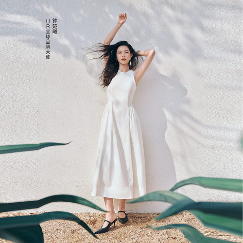 UR国内代购2026春季女装钟楚曦同款魅力无袖拼接连衣裙UWG760056