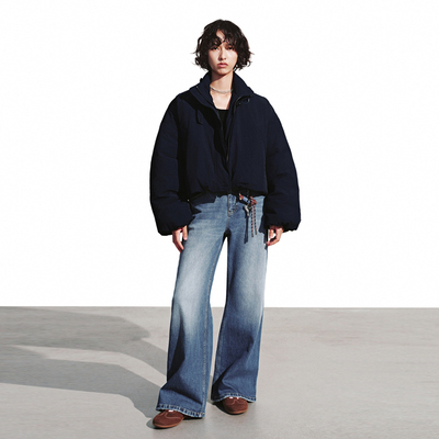 UR国内代购2025冬季女装时髦休闲立领短款宽松羽绒外套UYV150055