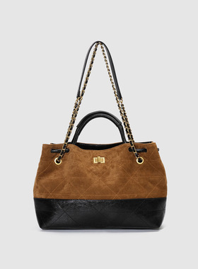 UR国内代购2025冬季女士时尚百搭拼接菱格手提斜挎包UAWB50287