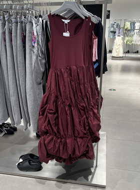 UR国内代购2025春季女装时尚抽褶设计感拼接无袖连衣裙UYV750029
