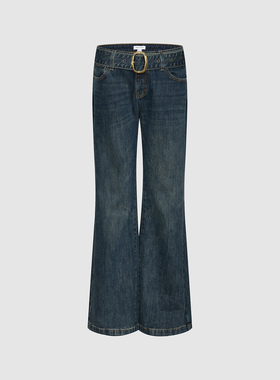 UR国内代购2026春季新款女装潮流水洗腰带喇叭牛仔长裤UYV860028