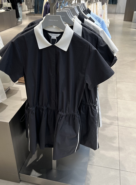 UR国内代购2025春季女装时尚休闲撞色抽绳收腰连衣裙UYY750033