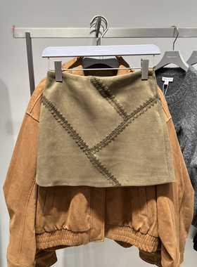 UR国内代购2025冬季女装琥珀流光风撞色缝线超短款半裙UYL560001