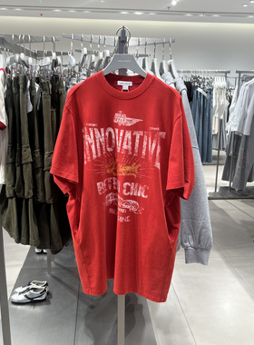 UR国内代购2025秋季女装复古潮流字母超宽松短袖连衣裙UYV750064