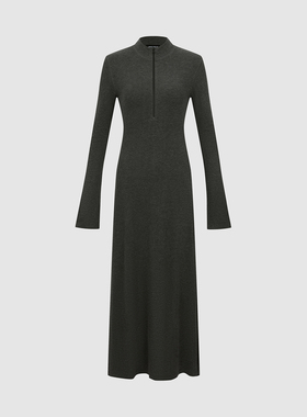 UR国内代购2026春季女装潮流立领拉链半开襟修身连衣裙UWJ760002