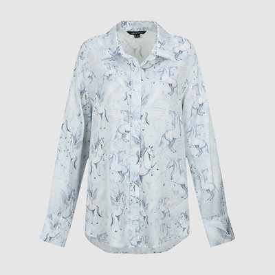 UR国内代购2026春季女装粉彩风魅力飞马印花开襟衬衫UWG260014