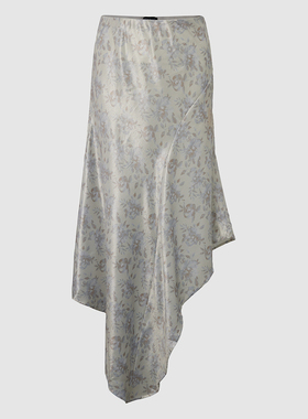 UR国内代购2025夏季女装魅力气质碎花不对称鱼尾半裙UIG550010