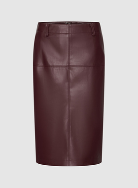 UR国内代购2025冬季女装气质简约拼接缝线PU高腰半裙UWM560001