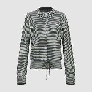 UR国内代购2026春季女装潮流刺绣撞色条纹系带针织开衫UYV960020