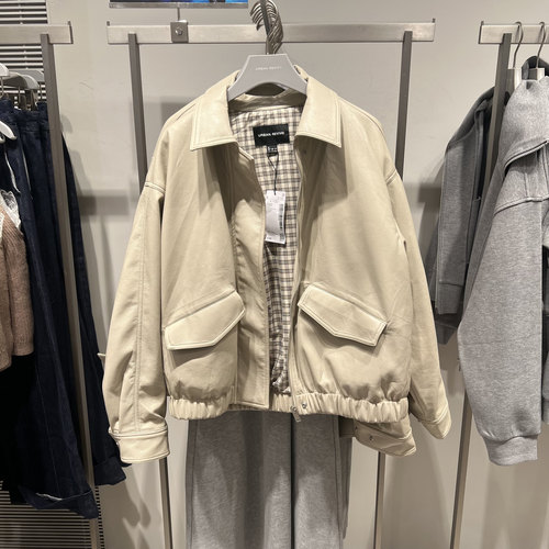 UR国内代购2025冬季女装时尚简约摩登气质PU宽松外套UWU150027