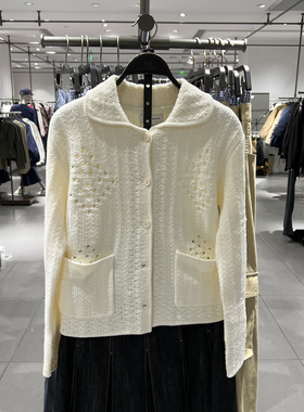 UR国内代购2026春季女装休闲翻领镂空肌理口袋针织开衫UYL960019