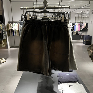 UR国内代购2025夏季男装复古休闲松紧腰抽绳牛仔短裤UML850053