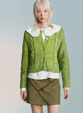 UR国内代购2026春季女装休闲绞花排扣圆领短款针织开衫UYL960001