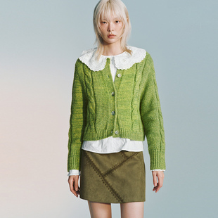 UR国内代购2026春季女装休闲绞花排扣圆领短款针织开衫UYL960001