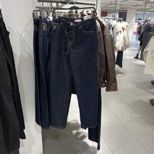 UR国内代购2026春季女装休闲系带明线刺绣阔腿牛仔长裤UYL860021